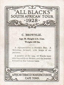 1928 African Tobacco Manufacturers All Blacks South African Tour #NNO Cyril Brownlie Back